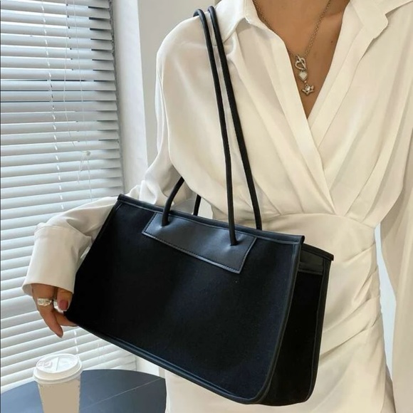 Black Shoulder Tote Bag - Casual + Upscale - Picture 1 of 5